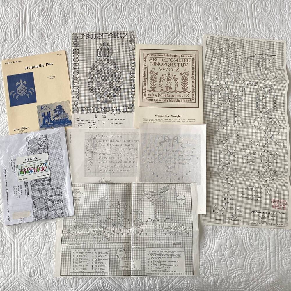 Lot Hospitality Welcome Friendship Blessing Counted Cross Stitch Patterns Charts